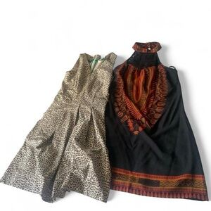 💕 Bundle of 2 dresses size XXS sleeveless shirt tunic cheetah fit flare Aztec